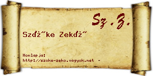 Szőke Zekő névjegykártya
